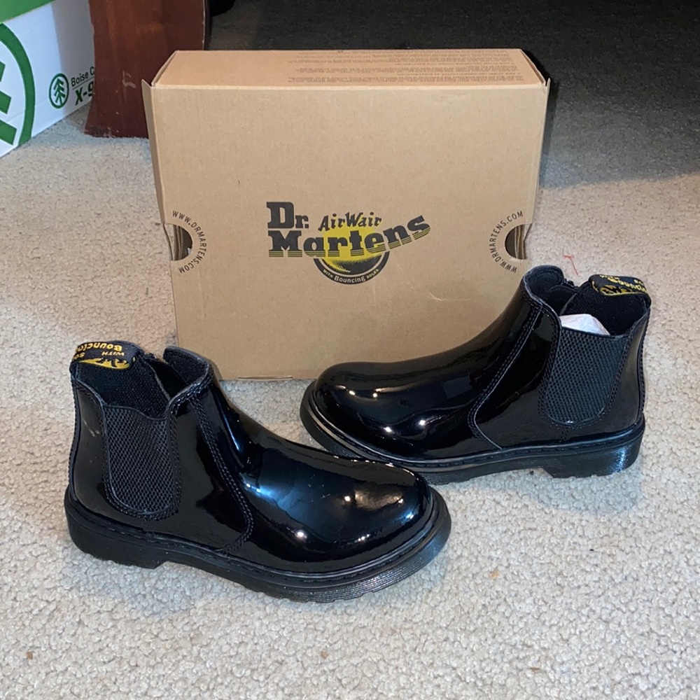 Dr Martin Black Patent Boots